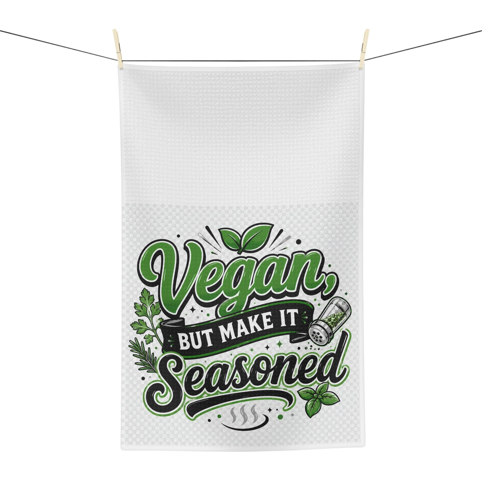 Tea Towel — 'Vegan But Make It Seasoned' Microfiber Kitchen Towel