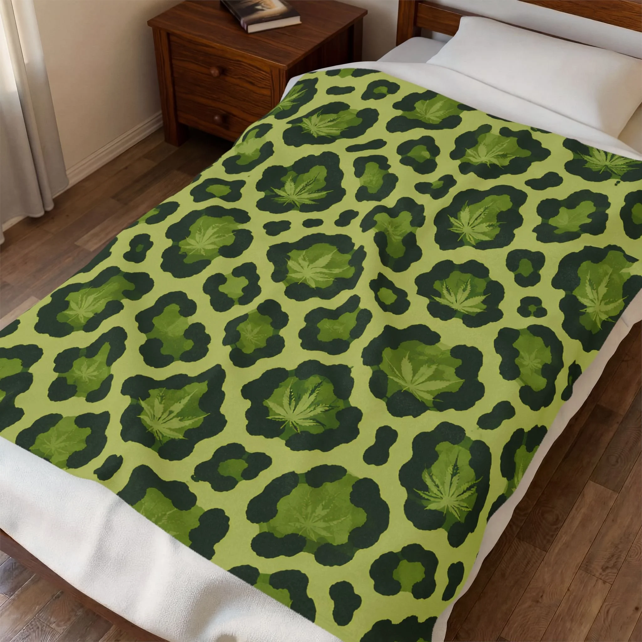 High Style Cannabis Camo & Leopard Print Plush Blanket