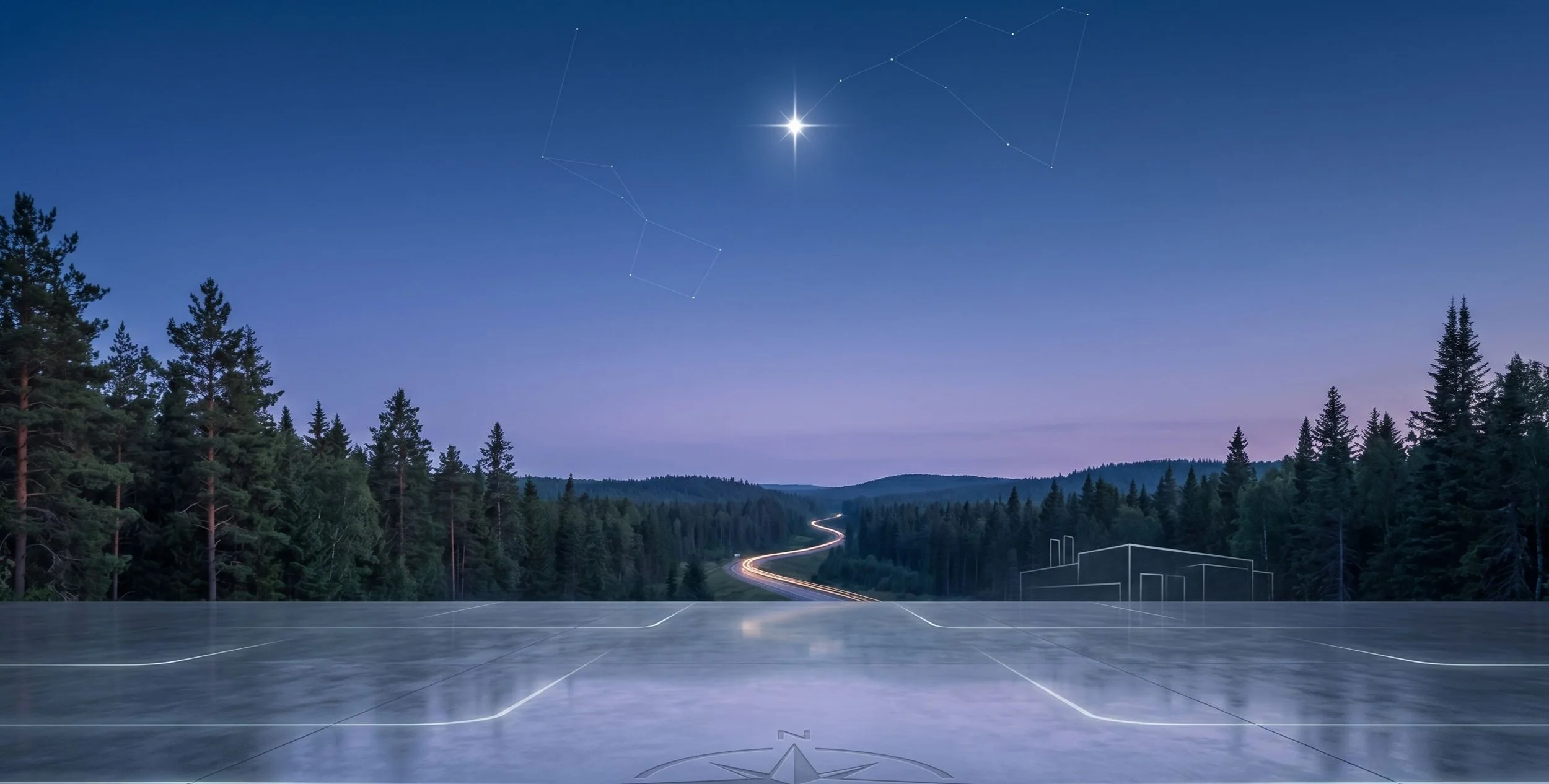 Northstar with Byway Road in the Background at Night