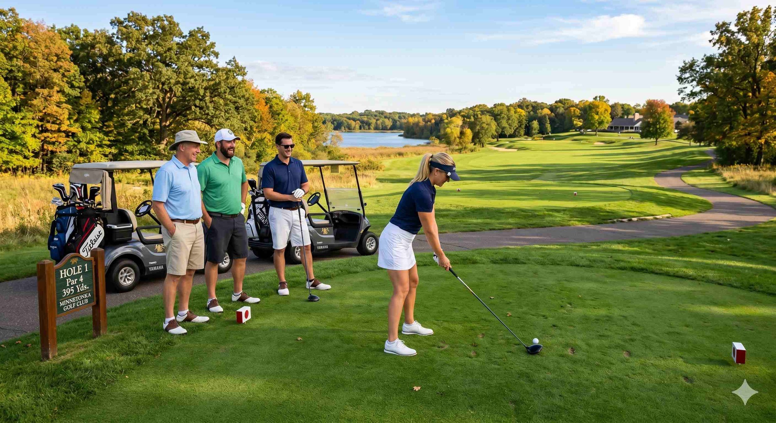 Golfers at Tee Backdrop for Northstar Byways Case Study
