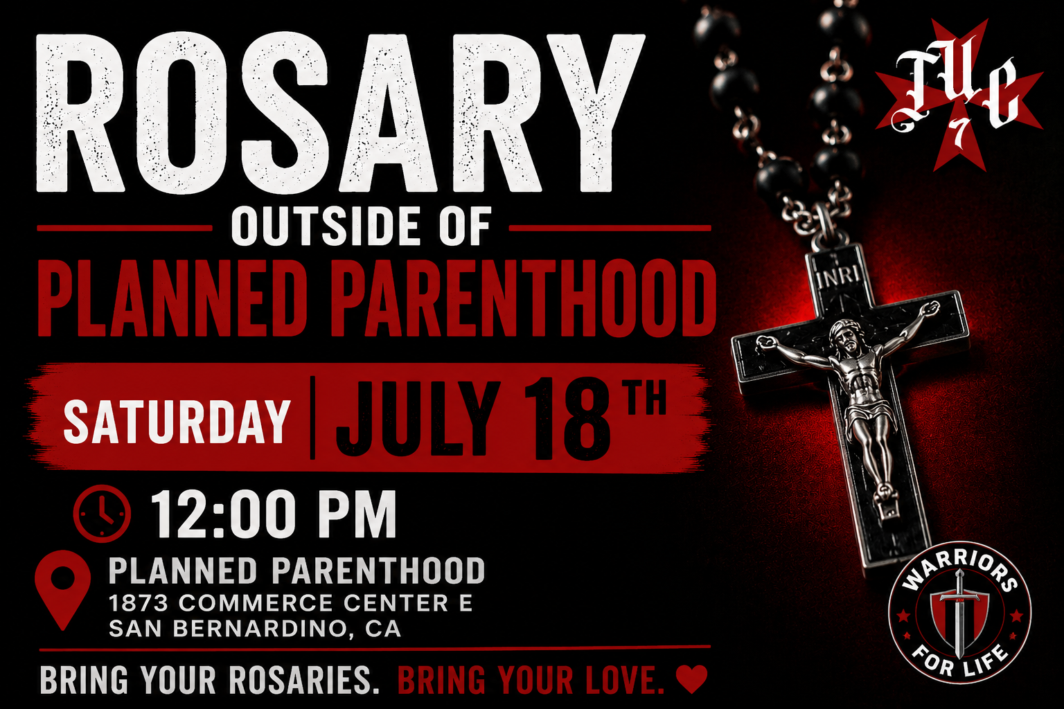 🙏 Join Us to Pray the Rosary Outside Planned Parenthood | Saturday, July 18
