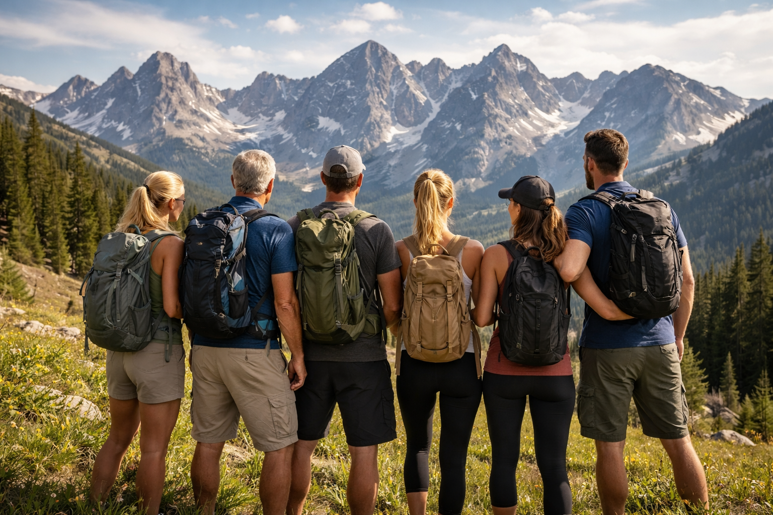 Fit mountain athletes recovering from injury by hiking together in Edwards, CO.