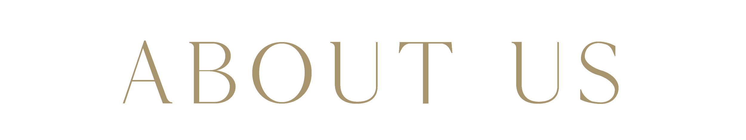 Stylized text that reads 'ABOUT US'