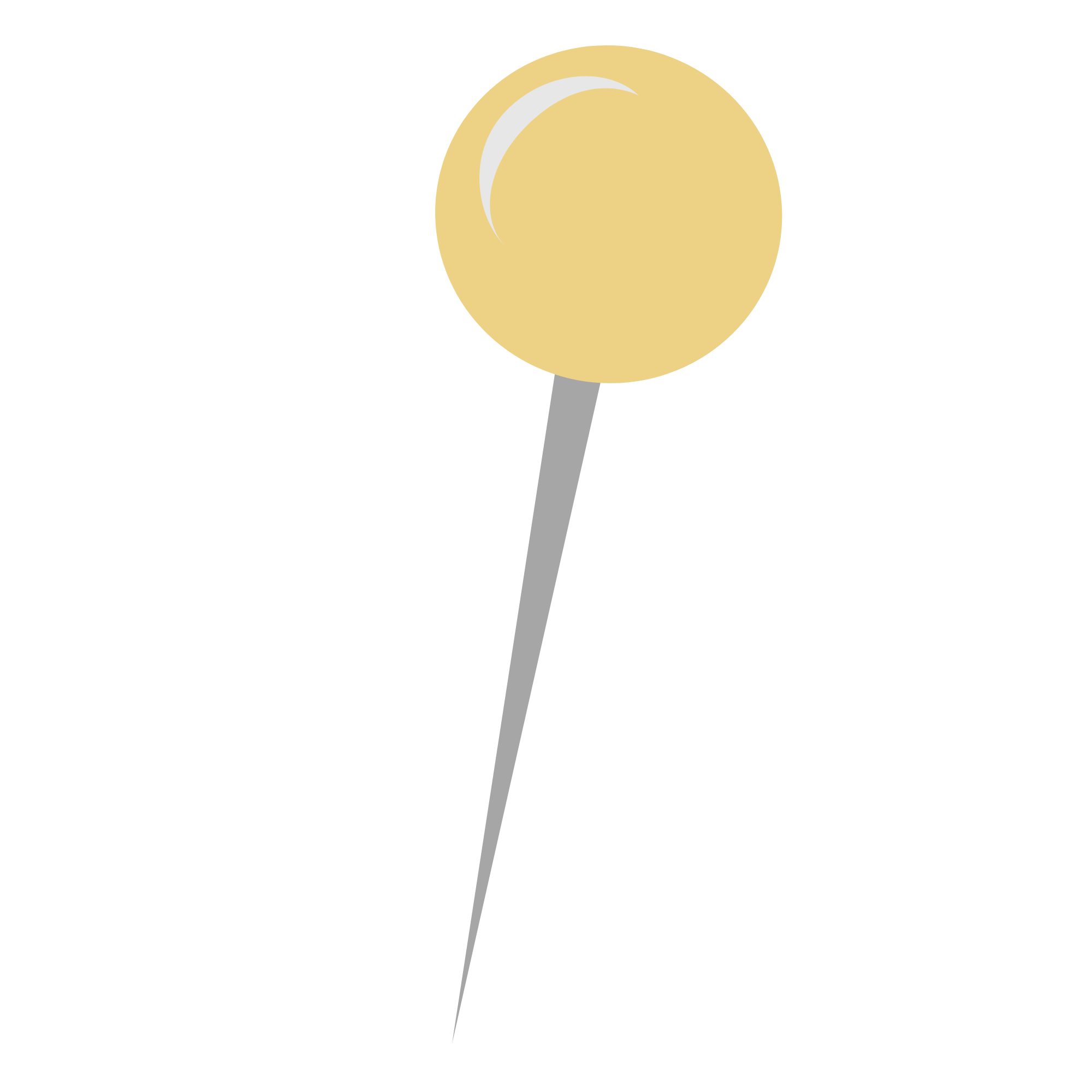 Close-up of a yellow lollipop on a gray stick.