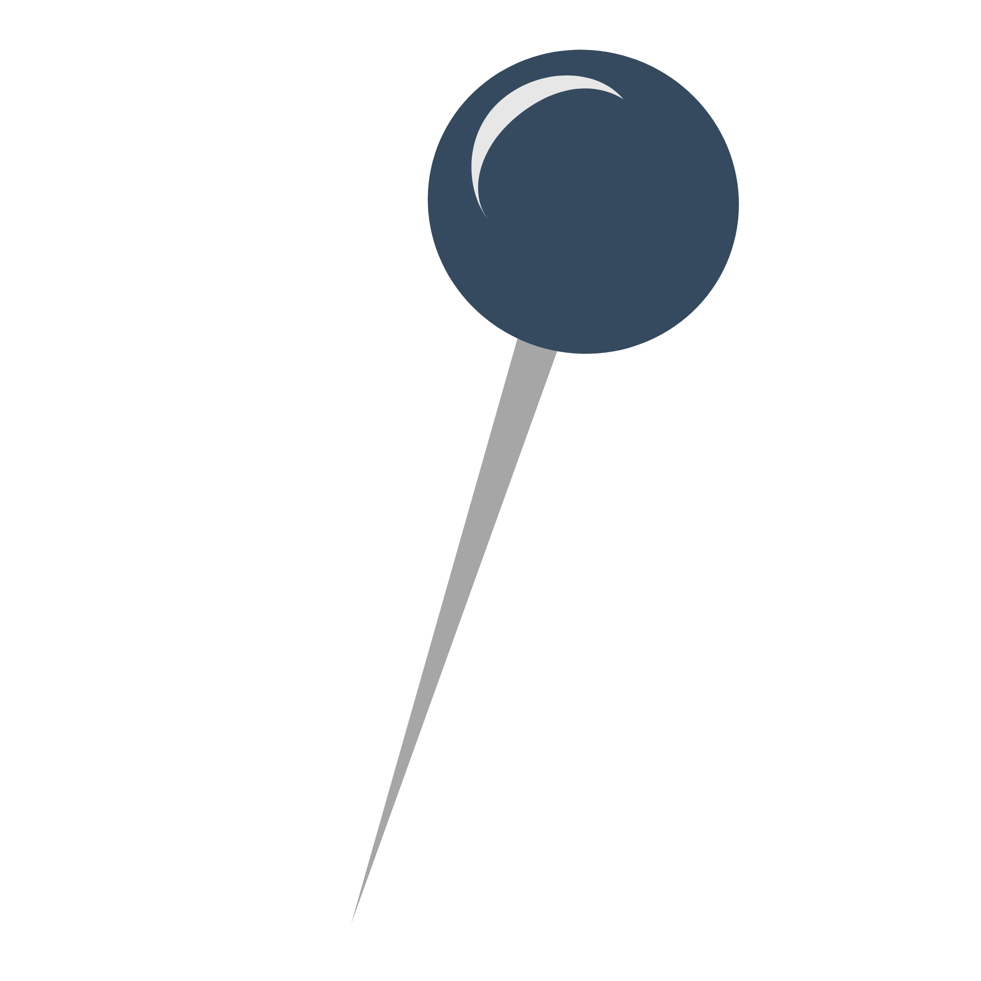 A dark blue lollipop with a white reflective crescent shape on the top half, mounted on a gray stick.