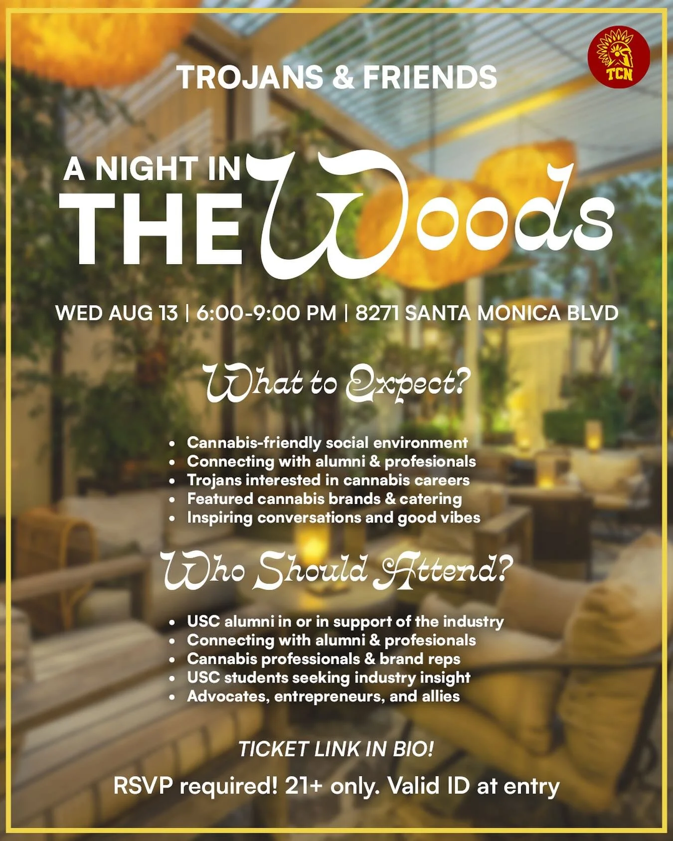 Calling Trojans and Friends! We&rsquo;re hosting a special gathering with the Trojan Cannabis Network &mdash; Whether you&rsquo;re looking to network, share insights, or just have a good time, this mixer has something for everyone. 🌱

📅 Date: Wedne