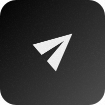 Black background with a white paper airplane icon.