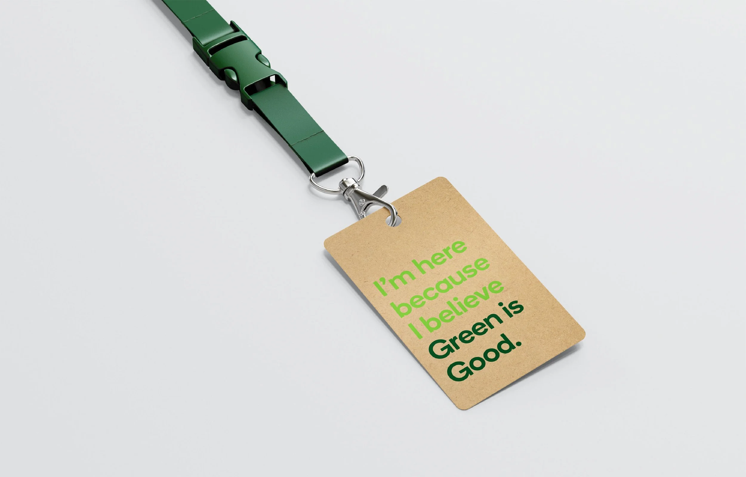 Countdown Green is Good lanyard and trade show pass.