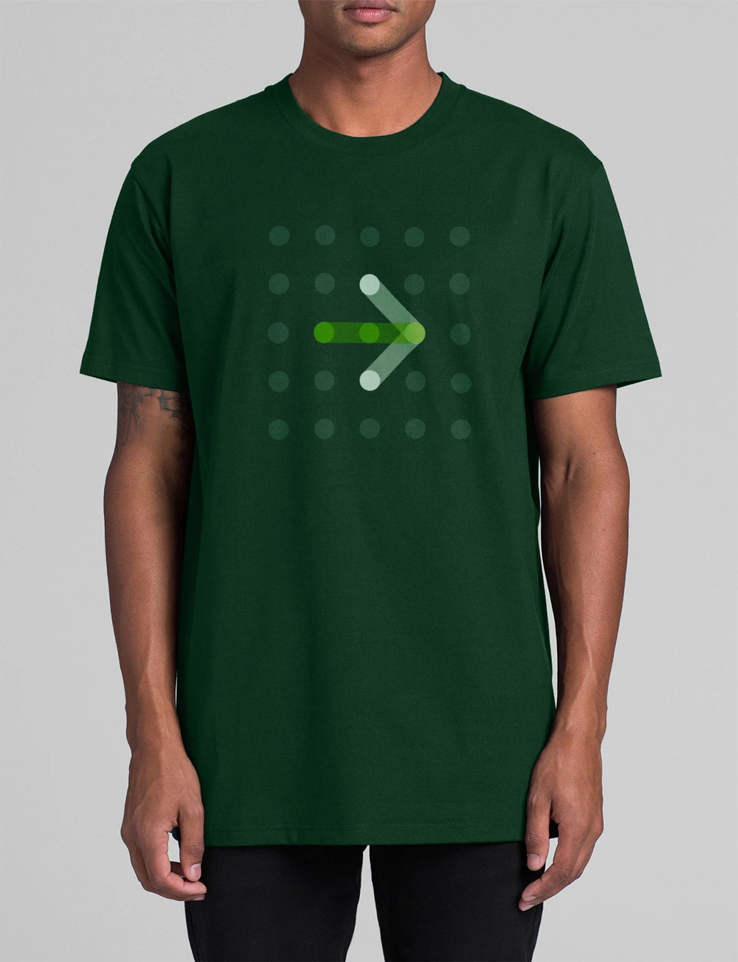 Green Countdown X t-shirt worn by a person.