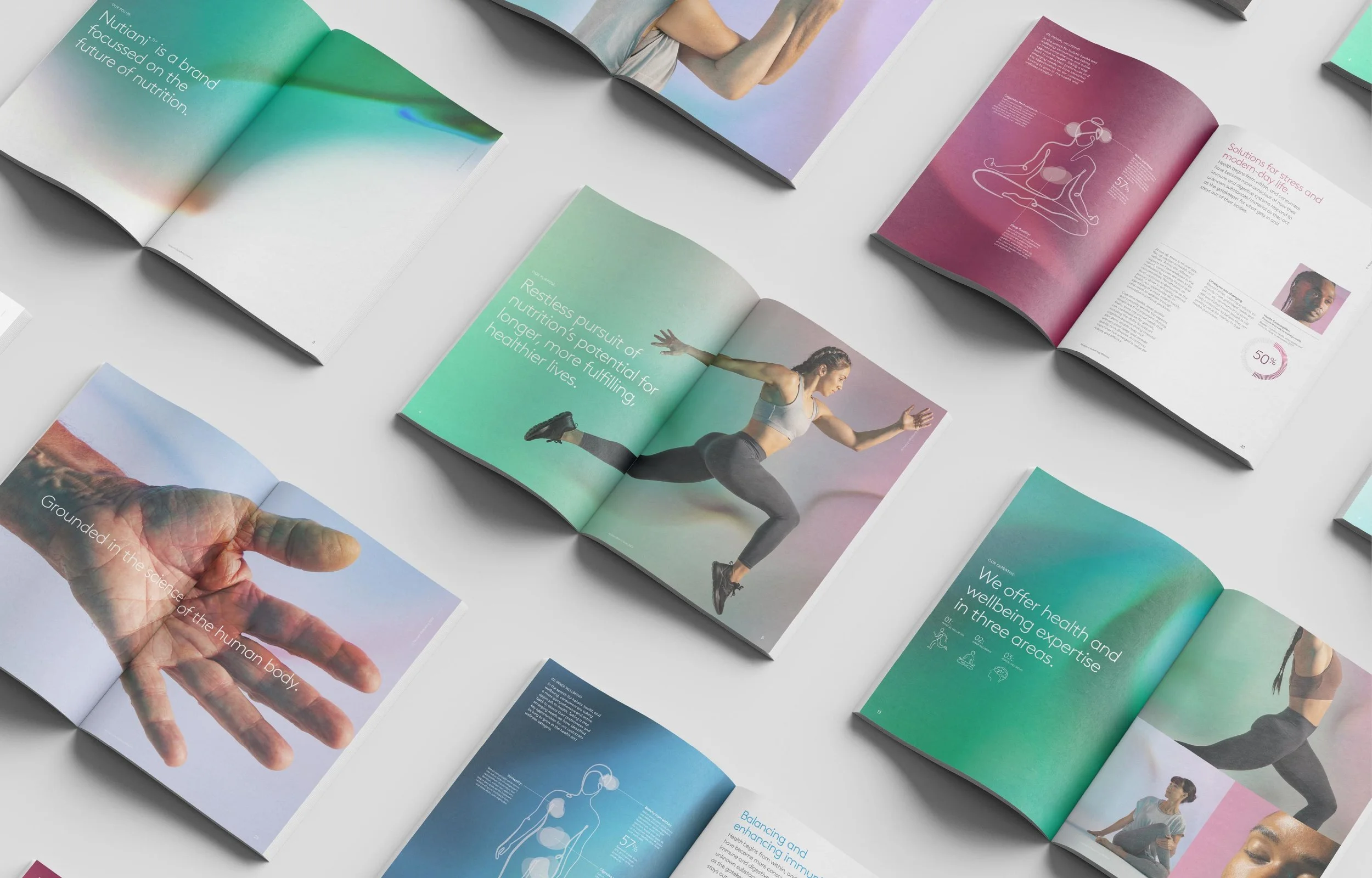 Shoot of Nutiani print book across several pages.