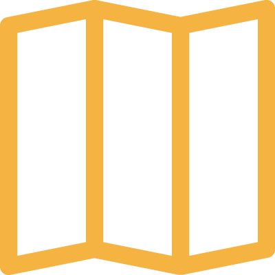 A gold foldable map with black panels.