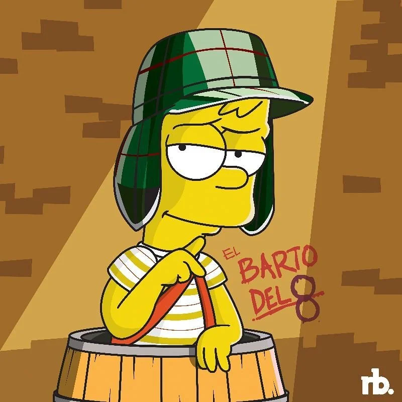 Mashup digital illustration of Bart and El Chavo del 8