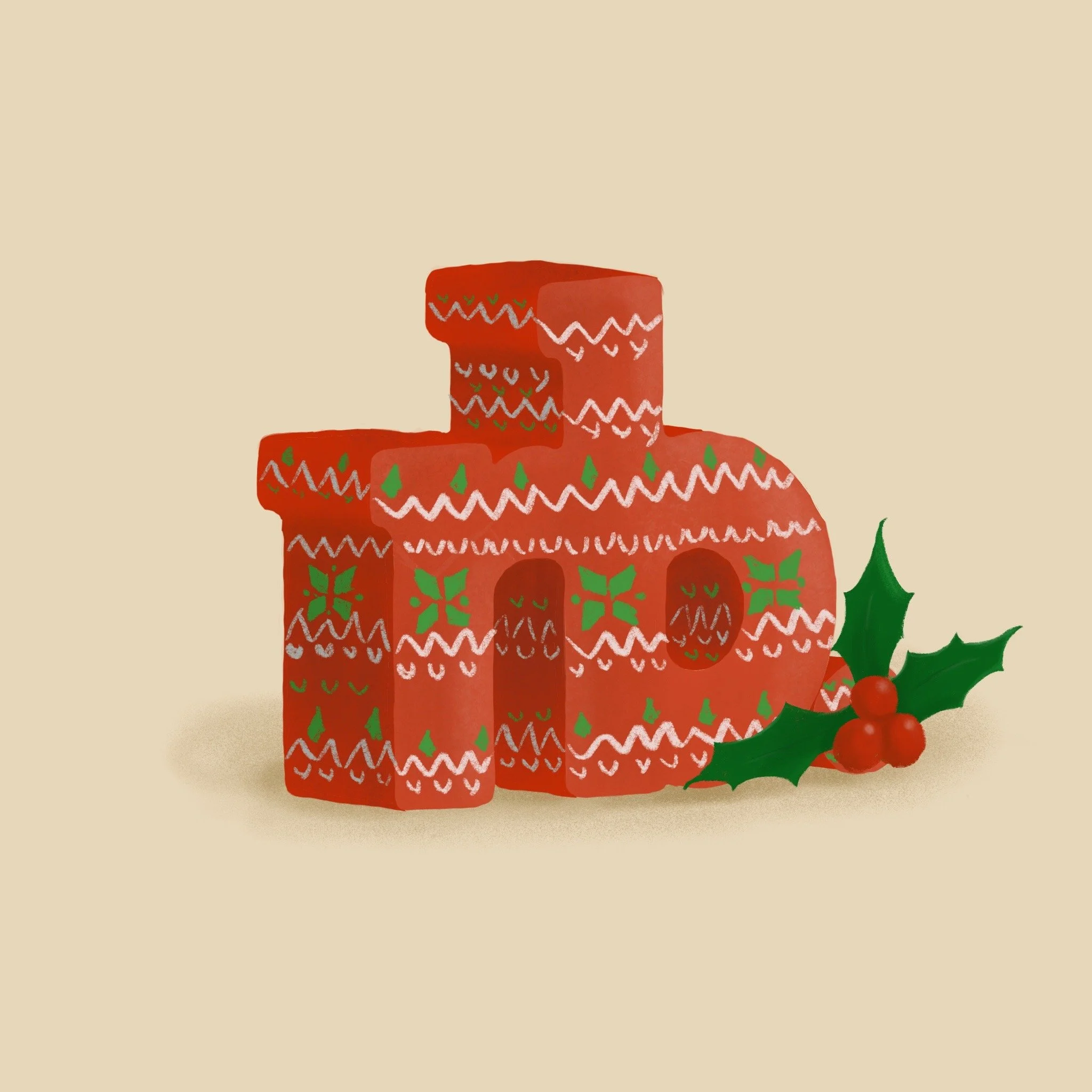Personal logo digitally illustrated in the holiday spirit.