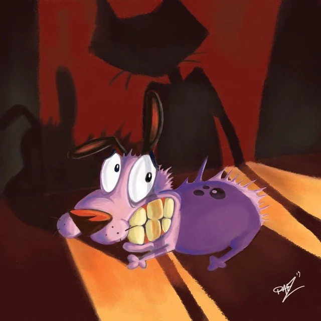 Digital Illustration of Courage the cowardly dog.