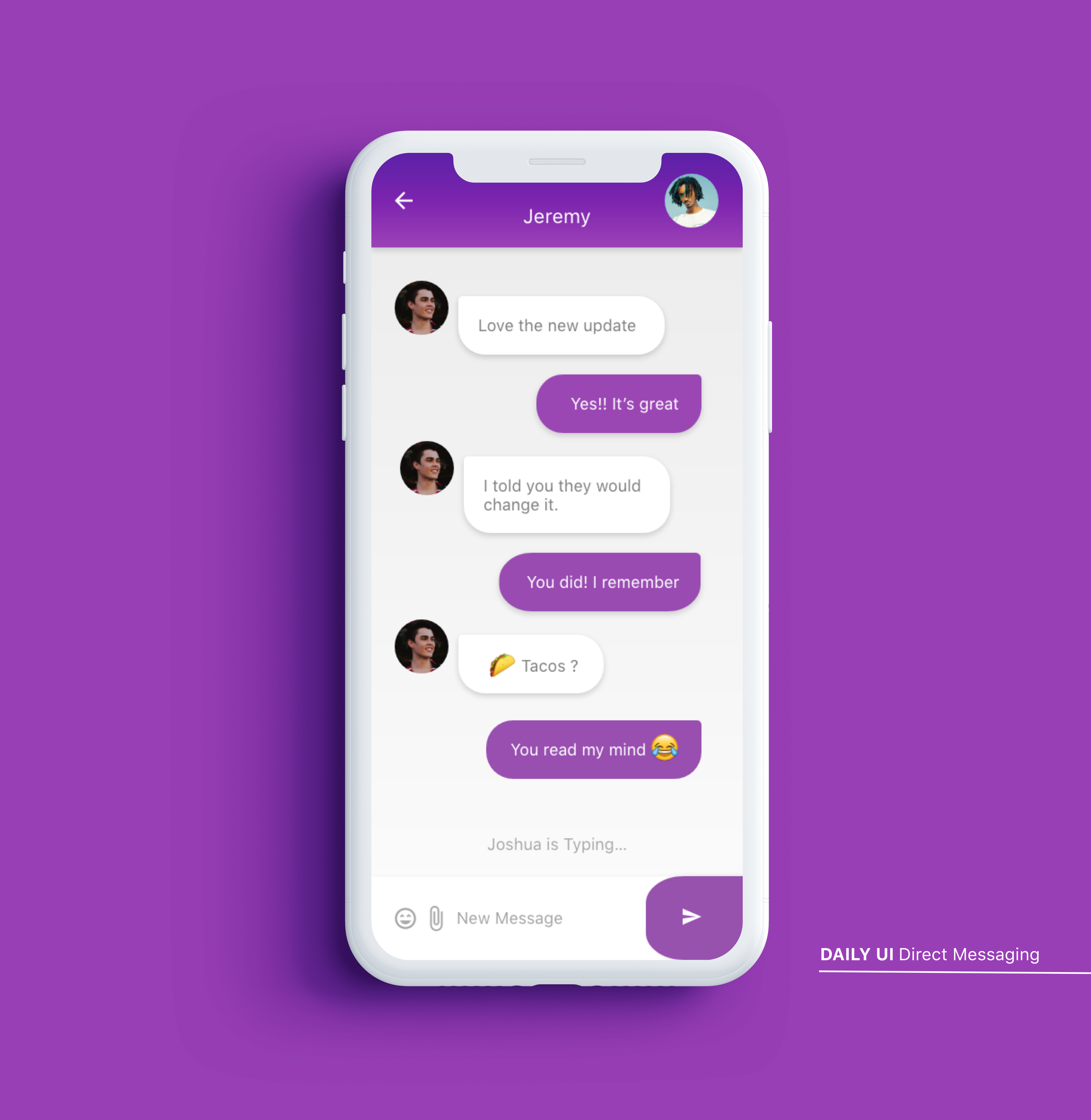 Messaging design mockup