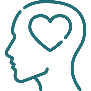 Silhouette of a human head with a heart inside