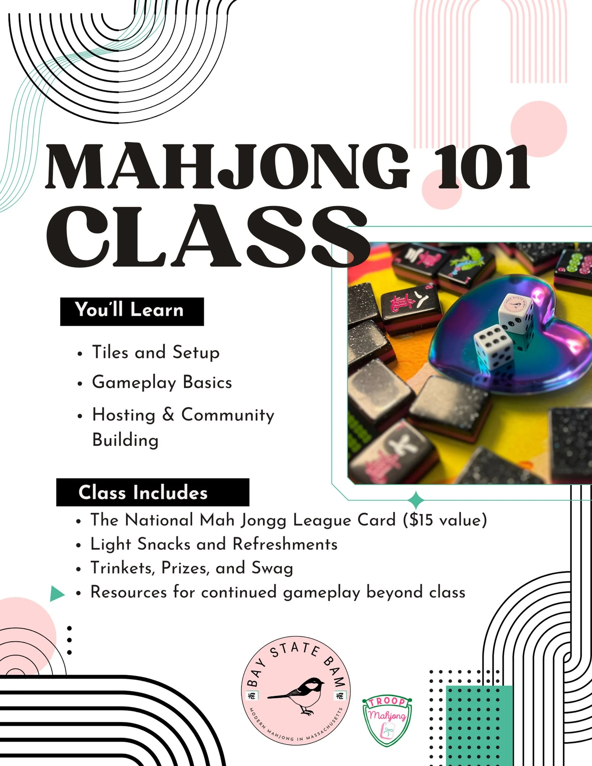 🌟I have some free time in my schedule in two weeks, so let&rsquo;s make some new Mahjers in this community! Join me for a semi private 101 lesson here at Bay State Bam. 

🌟You&rsquo;ll learn all the basics and leave feeling confident enough to join