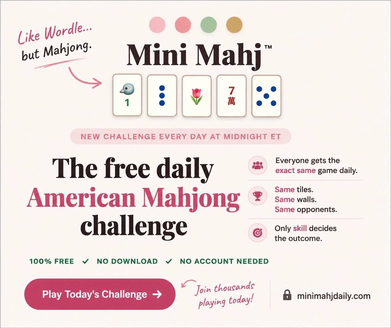 ✈️ Travel day for Bay State Bam! I&rsquo;m on my way to a super fun Mahjong filled bachelorette party in California with tiles in tow! 

☀️☕️ Started my day at the airport terminal with my coffee and @minimahjdaily - think Wordle, but for MAHJONG! Ev