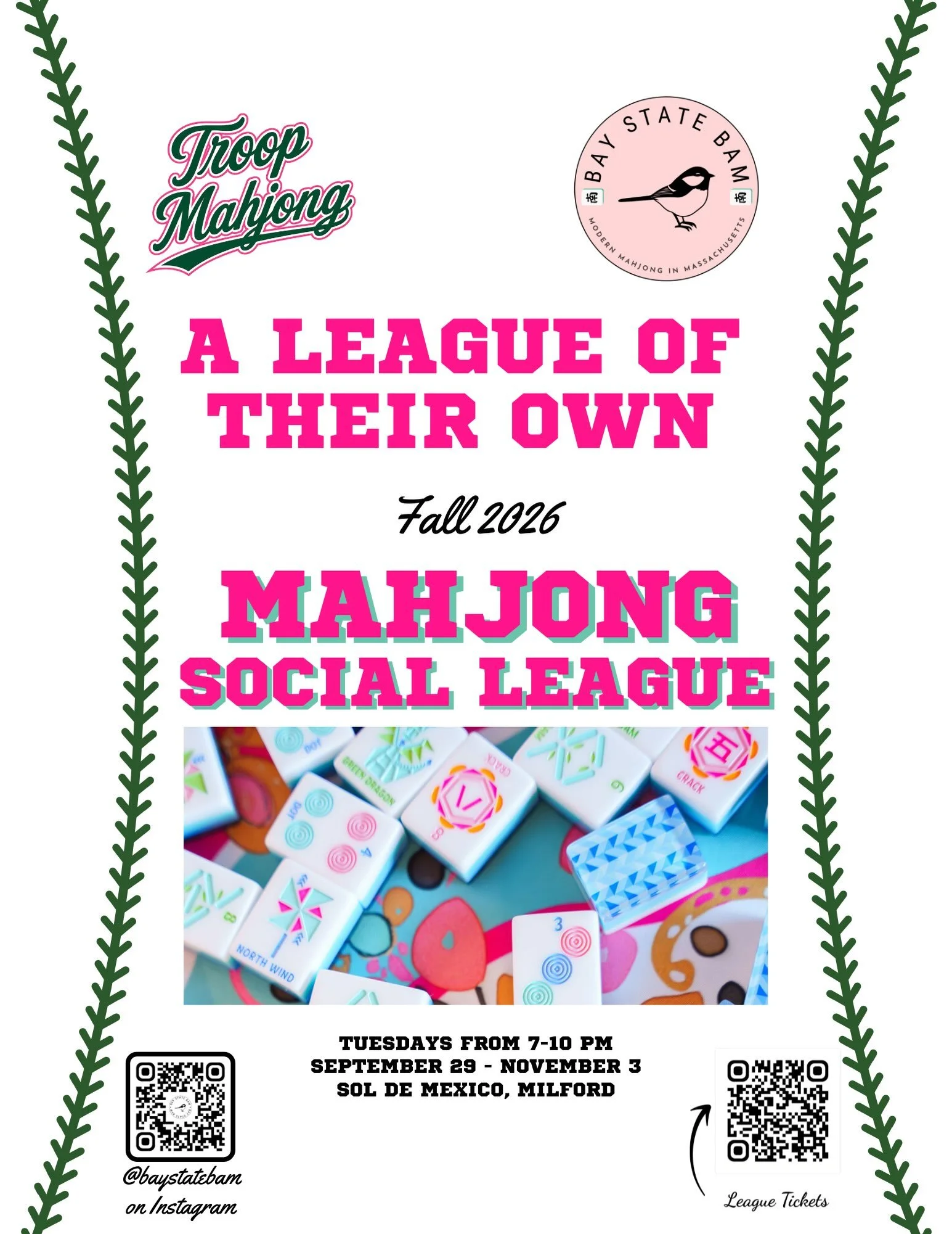 🩷💚 A League of Our Own! 💚🩷

🌟 Fall League kicks off on TUESDAY at our fave local spot, @soldemexbargrill Milford! My leagues are filled with fun prizes and surprises every week, a little theme magic, and merit stickers galore! 

🌟 I have a VERY