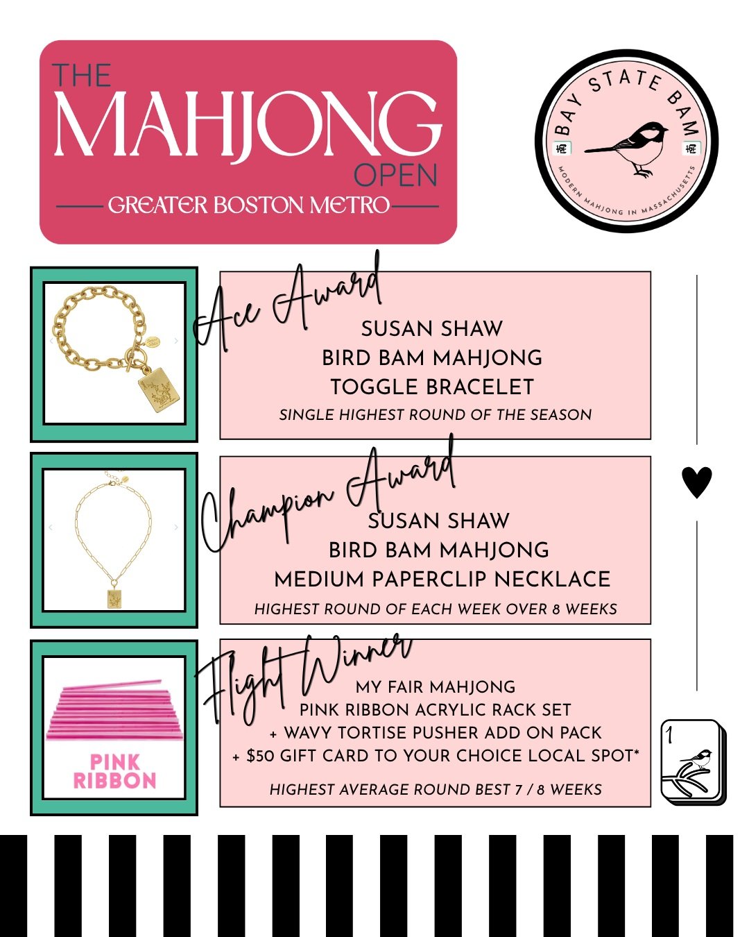 ⚡️ It's the FINAL COUNTDOWN this week for the Fall season of @themahjongopen! Soon we will be crowning the winners of the THREE prizes for our first ever flex league! 

💎Take a look at these lovely prize packages that I get to award! Our Ace and Cha