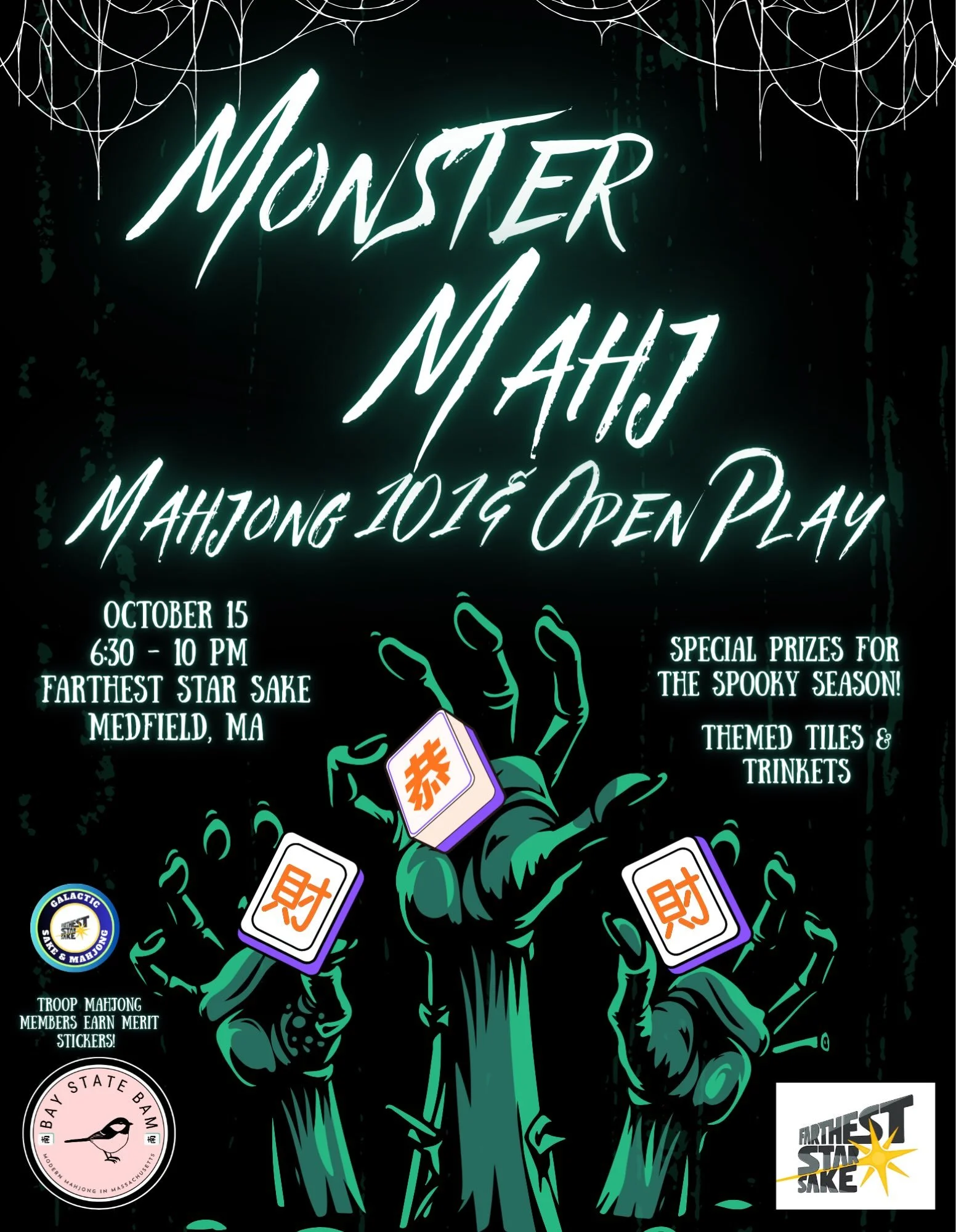 🎃 Don&rsquo;t be caught DEAD without some Mahjong skills this fall! 

👻 Join me @fartheststarsake on October 15 for my only public 101 lesson of the month! Already know how to play?! Let&rsquo;s make it a goulish night out and snag a seat for Open 