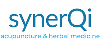 Logo for SynerQi with the text 'synerQi acupuncture & herbal medicine'
