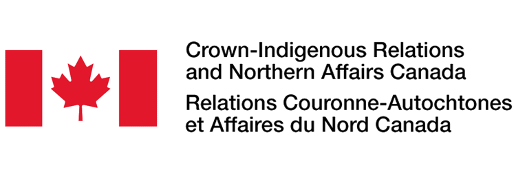 Canadian flag with a red maple leaf and text about Crown-Indigenous Relations and Northern Affairs Canada in both English and French.