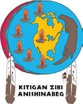 Illustration of planet Earth with multiple flames representing climate issues, and text in Malagasy reading 'Kitigan Zibi Anishinabe'.