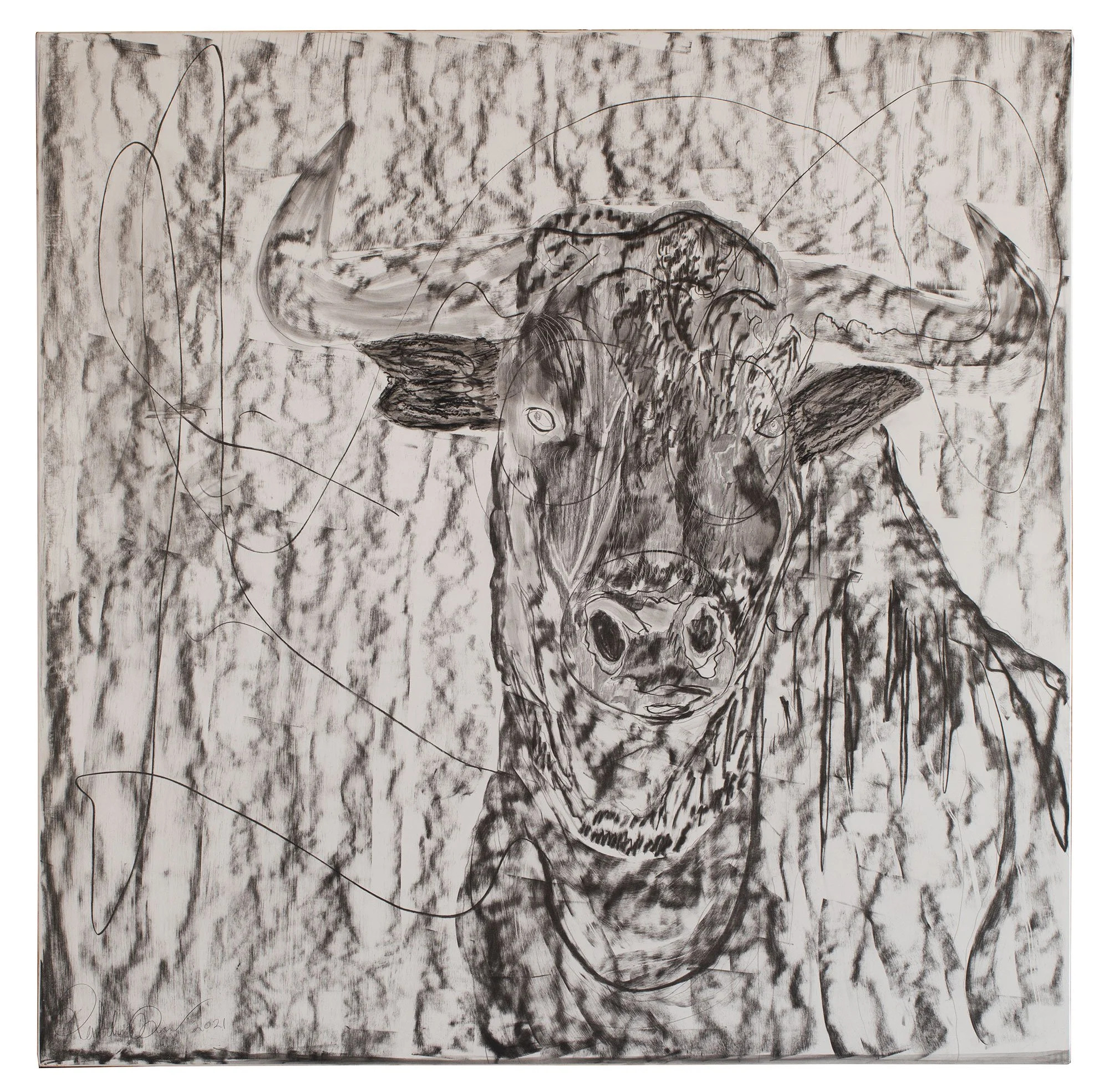 La grandeza del toro  /

Grafito sobre media creta y estuco sobre lino, bastidor madera de cedro y aluminio  /
122 x122 cm /
2021