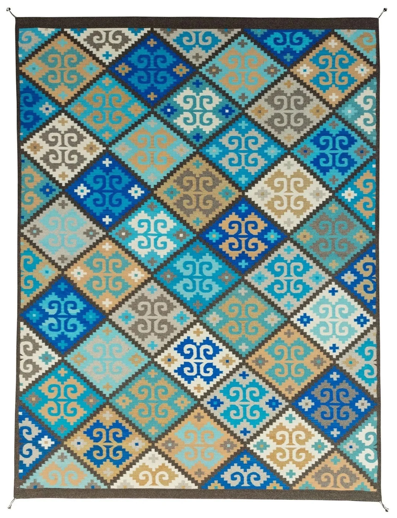 Caracol índigos / lana / 408 x 304 cm