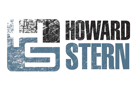 Howard Stern logo with stylized text and a snowy background.