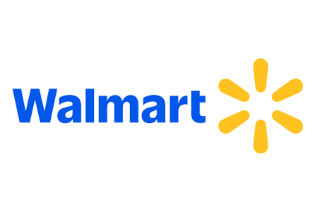 Walmart logo with blue text and yellow spark symbol