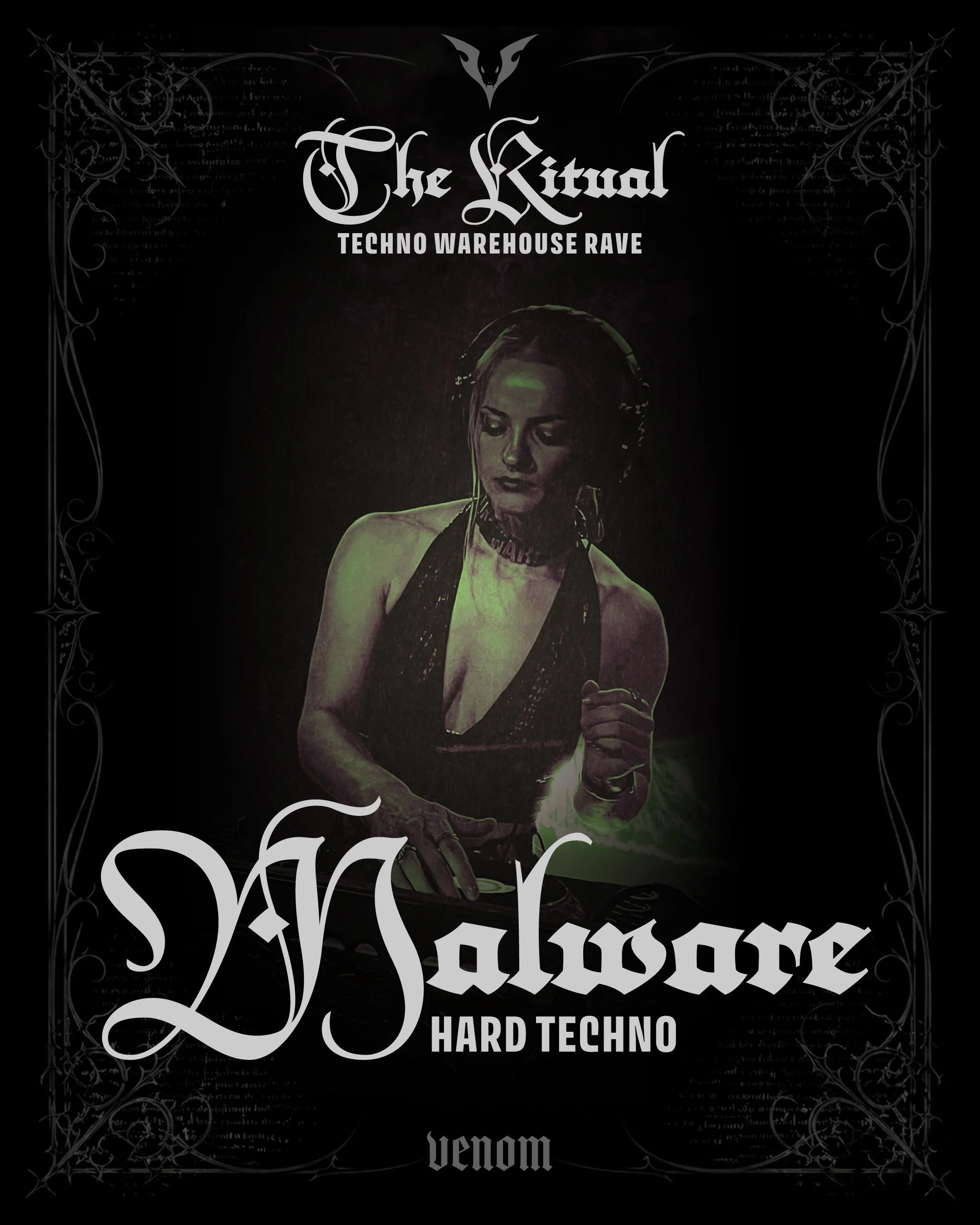 ⚫⛓️ ARTIST SPOTLIGHT: 𝗠𝗔𝗟𝗪𝗔𝗥𝗘 ⛓️⚫

𝗠𝗔𝗟𝗪𝗔𝗥𝗘 takes control in seconds with a dark, alluring sound created for the underground. Driven by a deep love for techno and rave culture, she co-founded Venom to deliver immersive rave experiences i