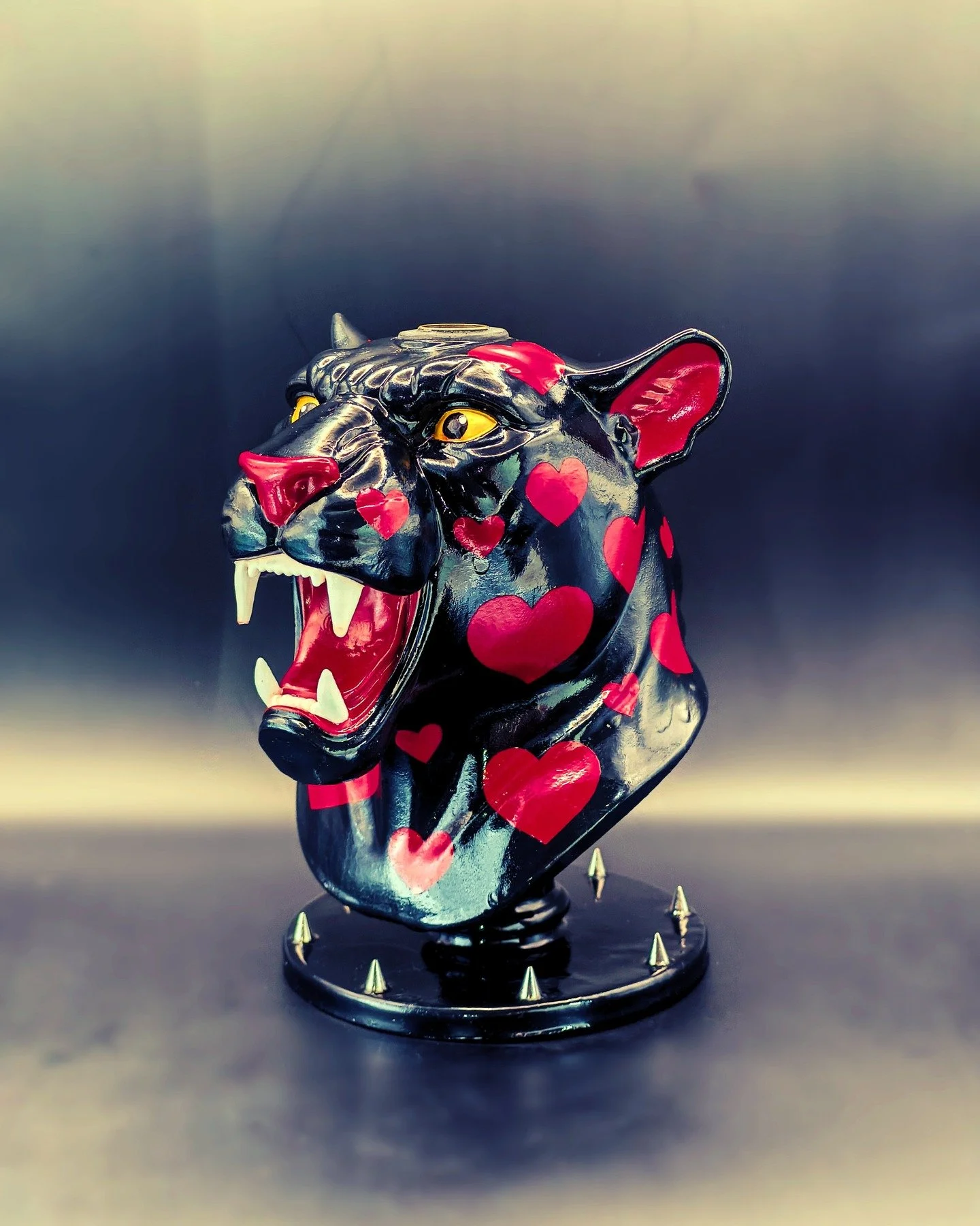 Panther Head Backflow Incense Burner: Black &amp; Red.
This one is sold but there are a few more of this color on the way.

#decor #incense #panther #homeware #sculpture
