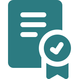 Document with a checkmark badge indicating approval or certification