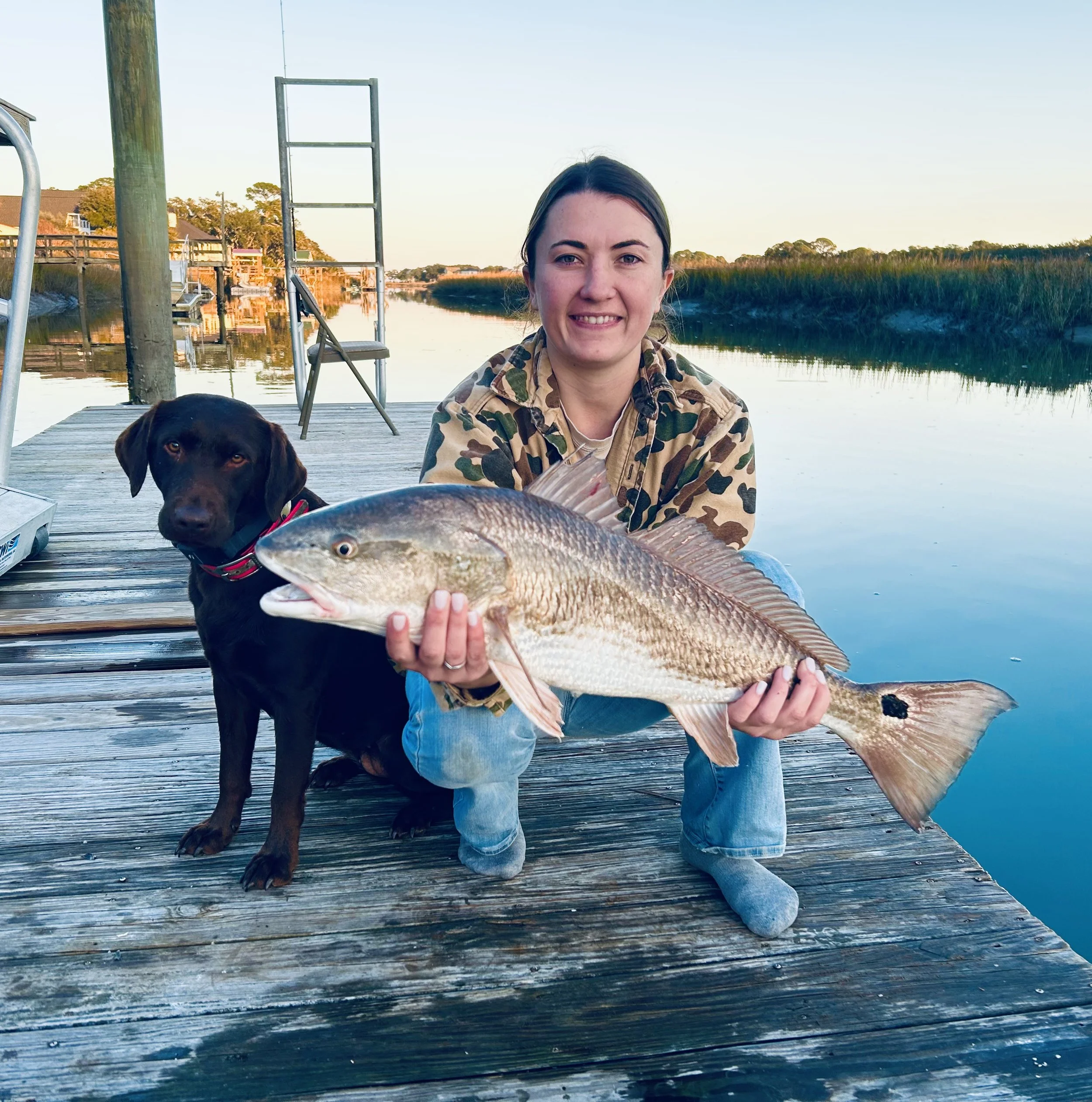 Fishing our lovely saltwater pond (haha)! 