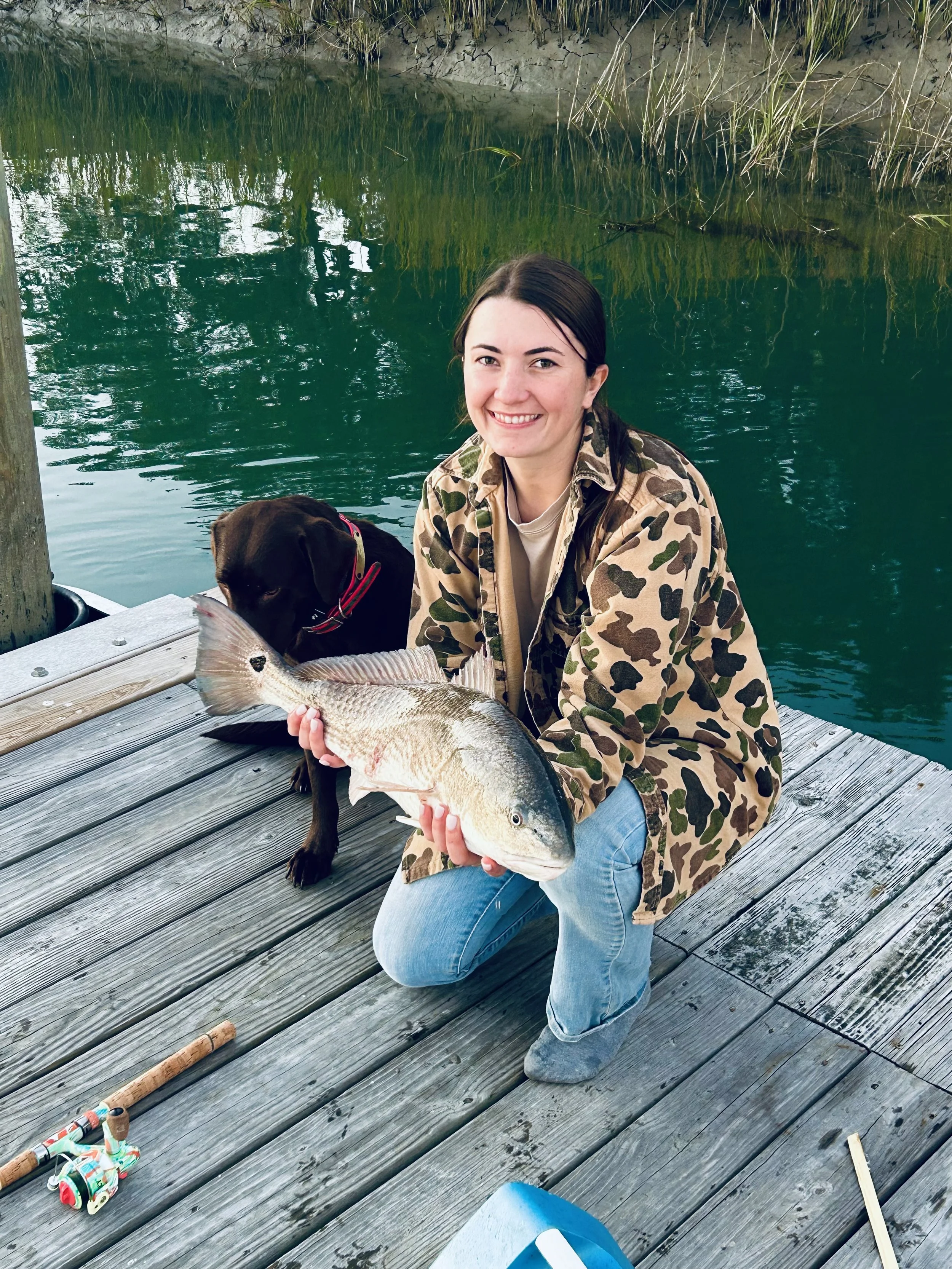 Fishing our lovely saltwater pond (haha)! 