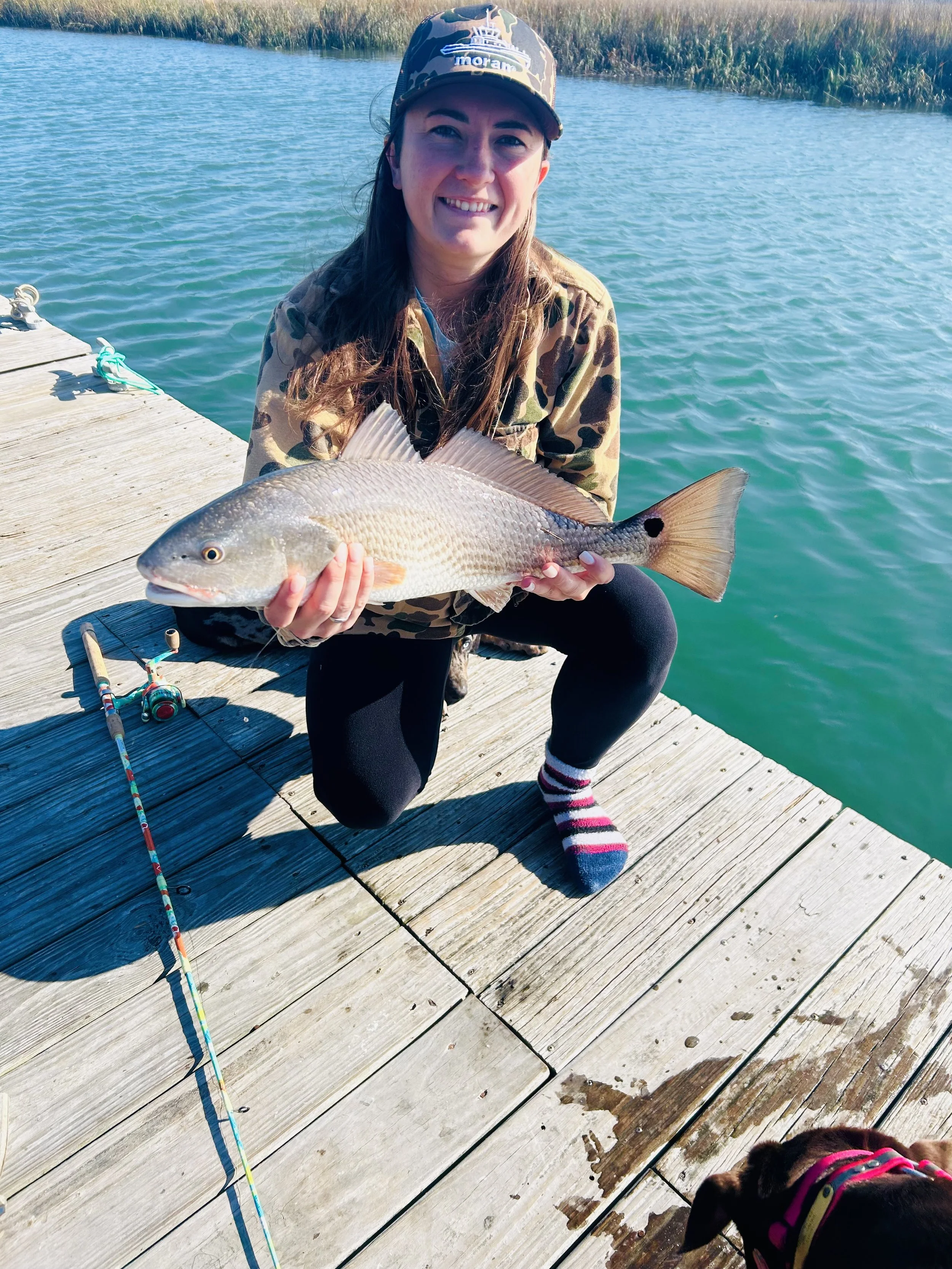 Fishing our lovely saltwater pond (haha)! 