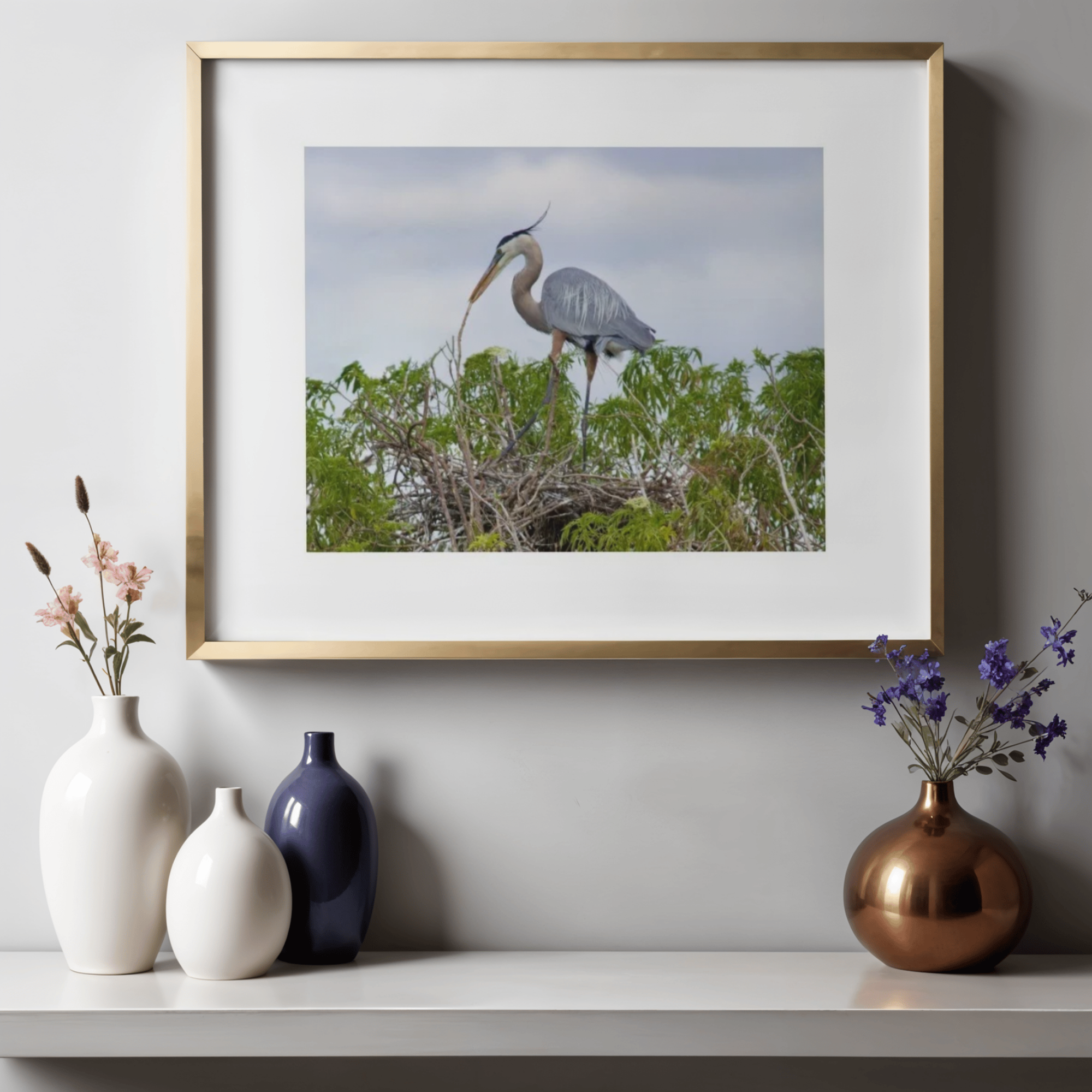 Great Blue Heron Nesting | Paper Print - Unframed