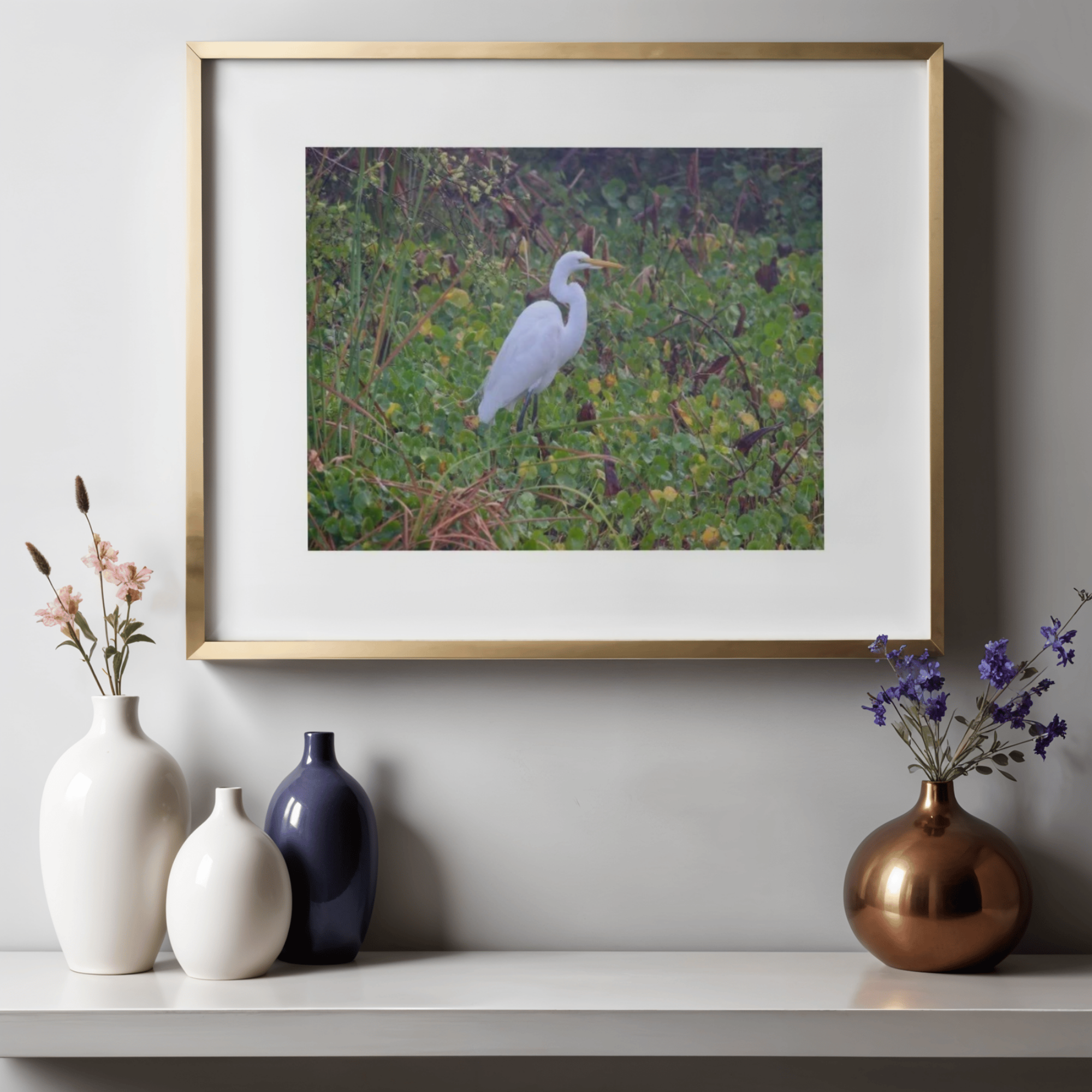 Egret Among the Green | Paper Print - Unframed