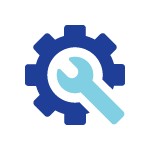 Gear icon with a wrench overlaid, representing settings or maintenance.