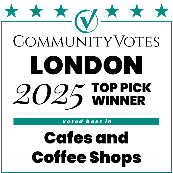 Community votes London 2025 top pick winner for best cafes and coffee shops.