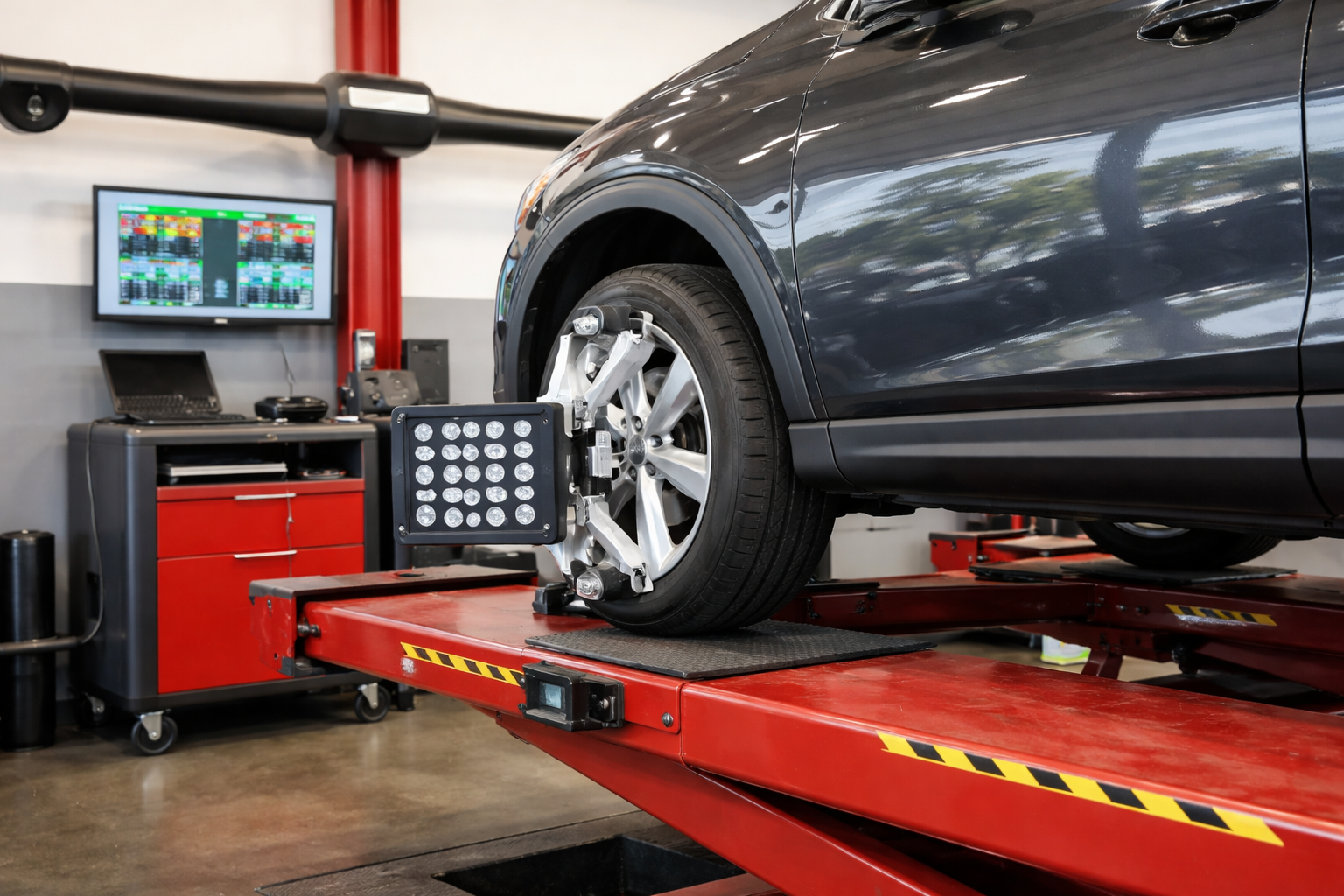 Wheel alignment service in Los Angeles using professional alignment machine