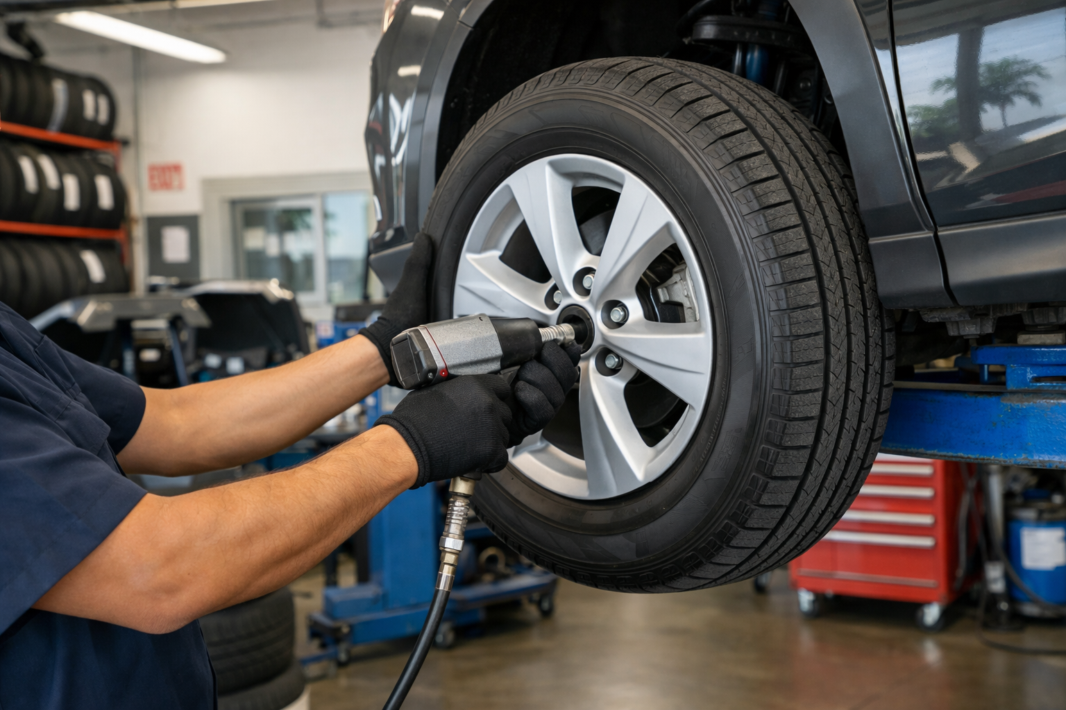 Wheel installation and tightening service in Los Angeles auto shop