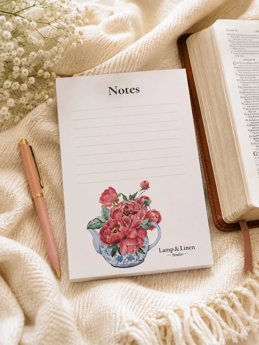 Blue Teapot Blooms Notepad