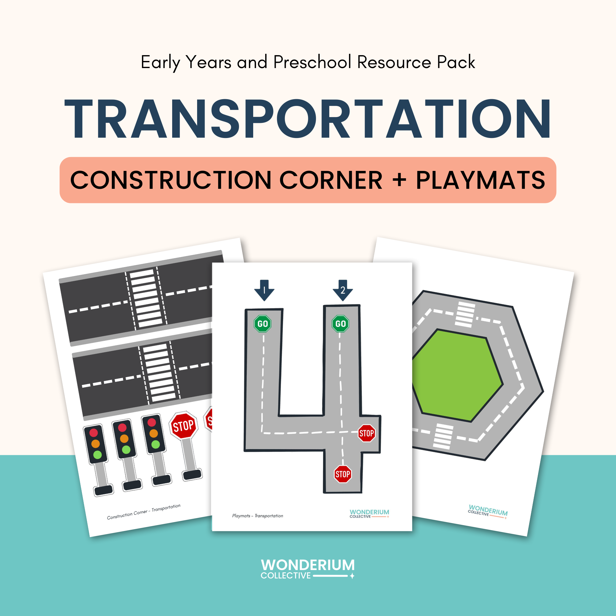 Preschool Transportation Resource Pack - Construction Corner + Playmats