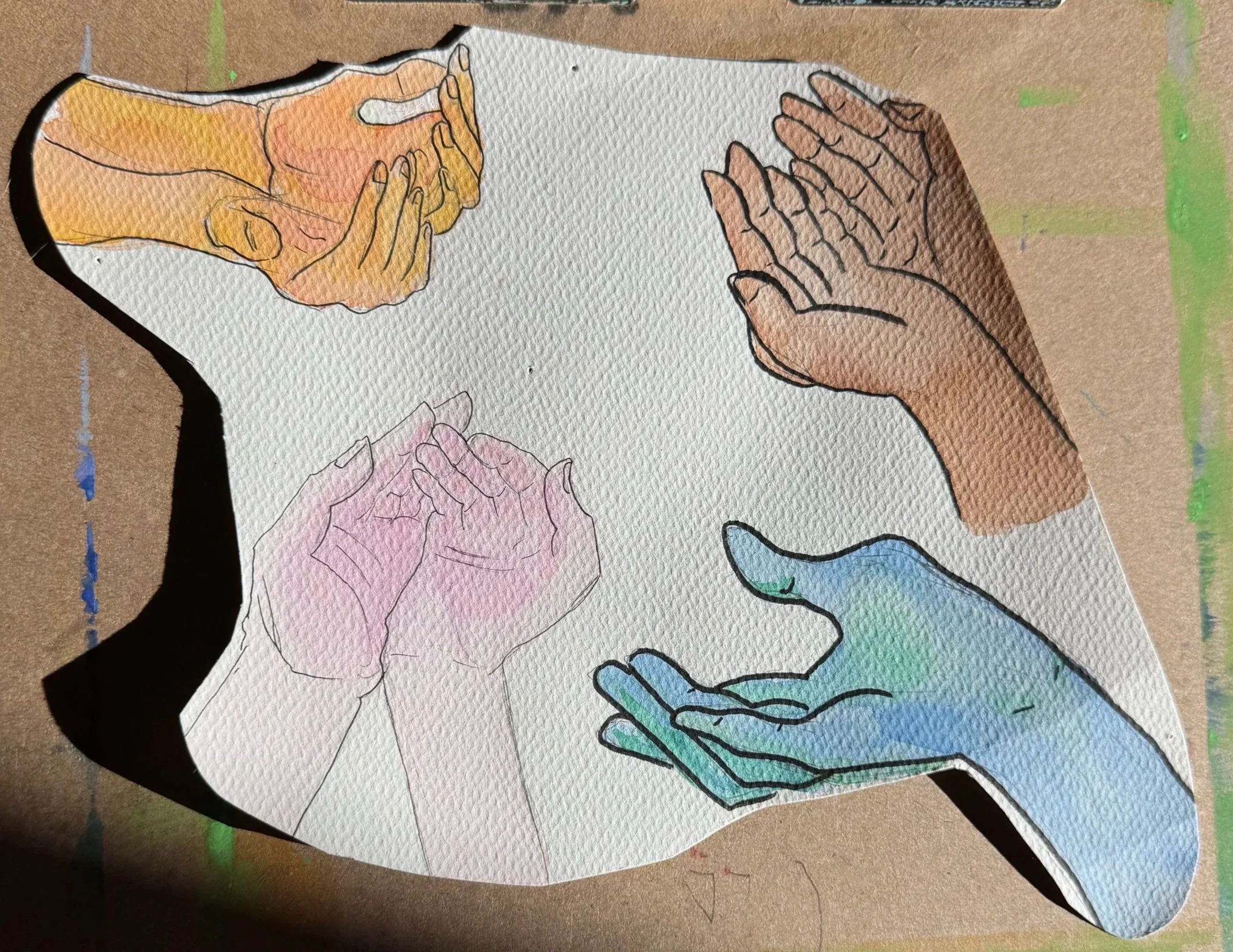 watercolor hands, super proud of these