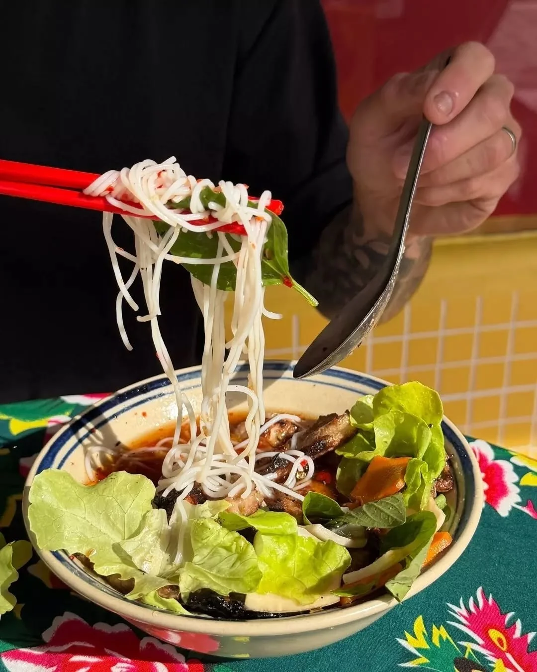 B&Uacute;N CHẢ 🥩

Pork patties, sliced pork belly, pickled daikon, carrots and kohlrabi.