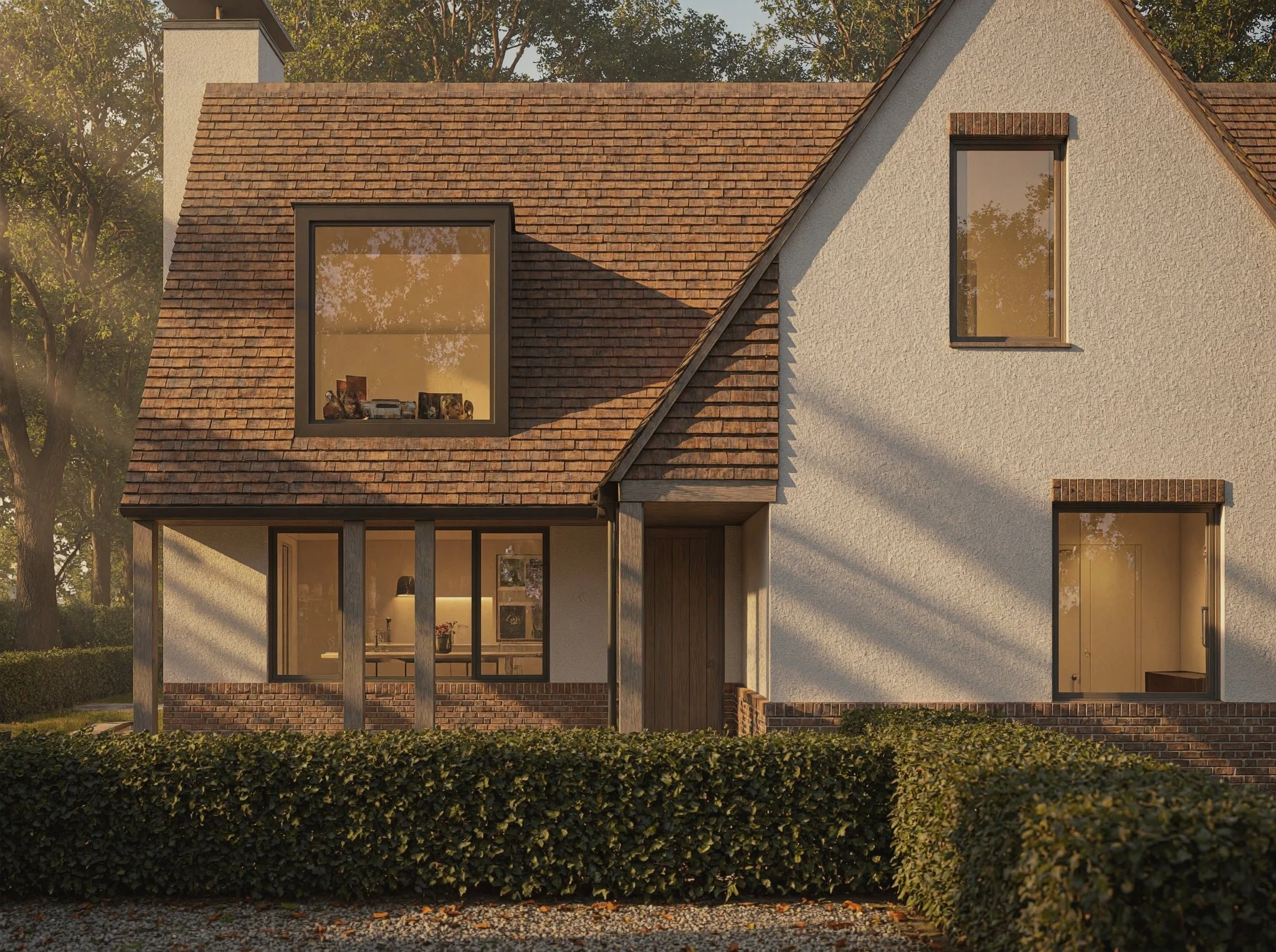Facade material and window detail on bespoke new build, Solihull — The Dormers by Studio Context