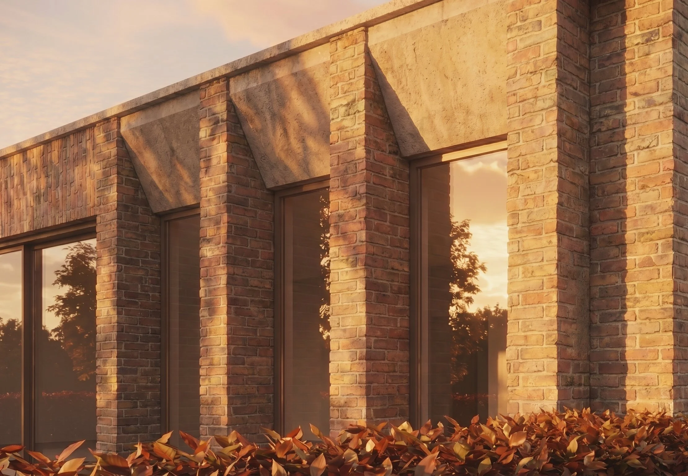 Brick pier and tapered stone reveal detail, Conservation Area extension, Stratford — Pier by Studio Context